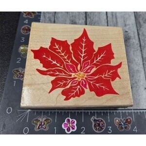Rubber Stampede Prize Poinsettia Z284H Rubber Stamp Wood #E28